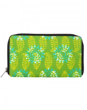 Attractive Cotton Green Clutch Bag Leaves Printed For Women By Rajrang