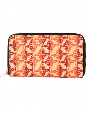 Spring Summer Cotton Beige Clutch Bag Leaves Printed For Womens By Rajrang
