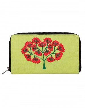 Ethnic Cotton Green Clutch Bag Tree Embroidered For Women By Rajrang