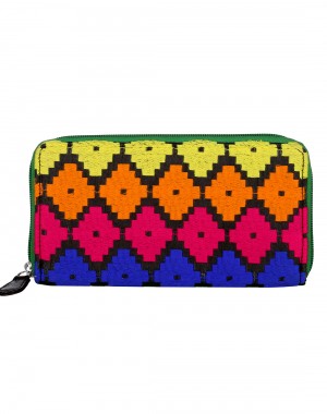 Gorgeous Cotton Orange Clutch Bag Geometric Embroidered For Women's By Rajrang