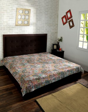 Multicolor Paisley Print e Kantha Quilt , Kantha Blanket, Bed Cover, King Kantha bedspread, Bohemian Bedding Kantha