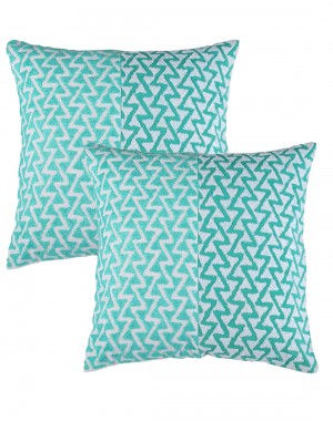 Green Towel Embroidered Geometric Cotton Linen Cushion Cover