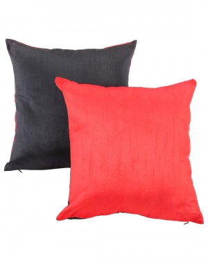 Solid Yarn Dyed Red Polydupion Reversible Cushion Cover