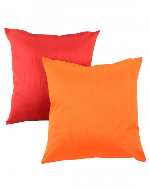 Solid Yarn Dyed Orange Polydupion Reversible Cushion Cover