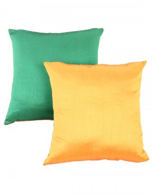 Solid Yarn Dyed Mustard Yellow Polydupion Reversible Cushion Cover
