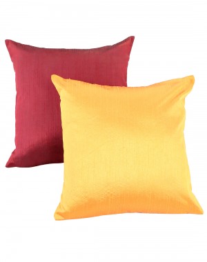 Solid Yarn Dyed Mustard Yellow Polydupion Reversible Cushion Cover