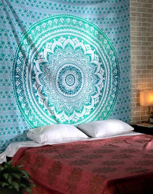 RAJRANG BRINGING RAJASTHAN TO YOU Black and White Mandala Large Elephant Tapestries Decorative Boho Hippie Wall Hanging Indian Queen Size Bedspread Sheet Pure Cotton Bedding 228 x 213 cms