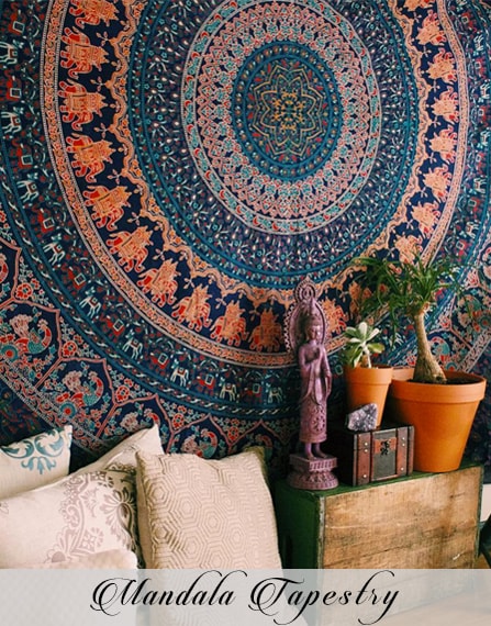 Beautiful Design Mandala Small Tapestry Wall Hanging Poster Cotton Fabric Ethnic